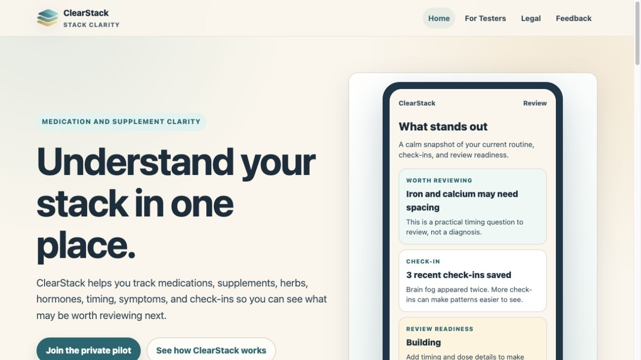 ClearStack Health website preview