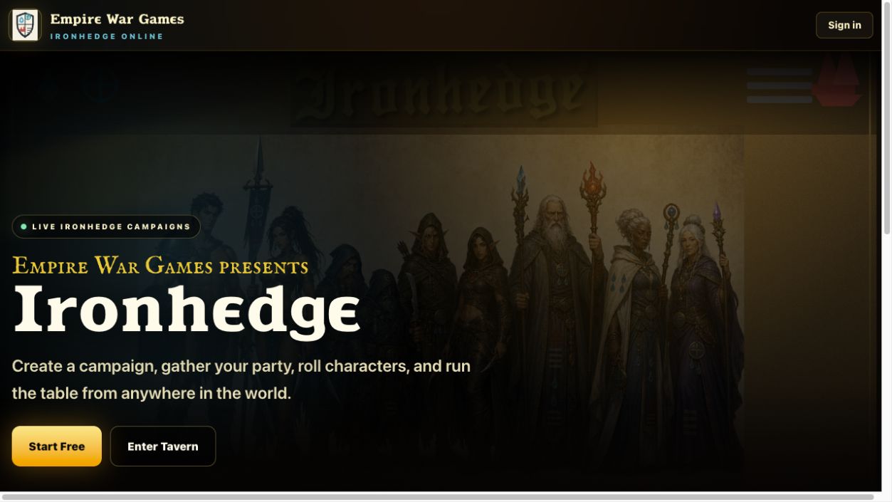 Empire War Games website preview