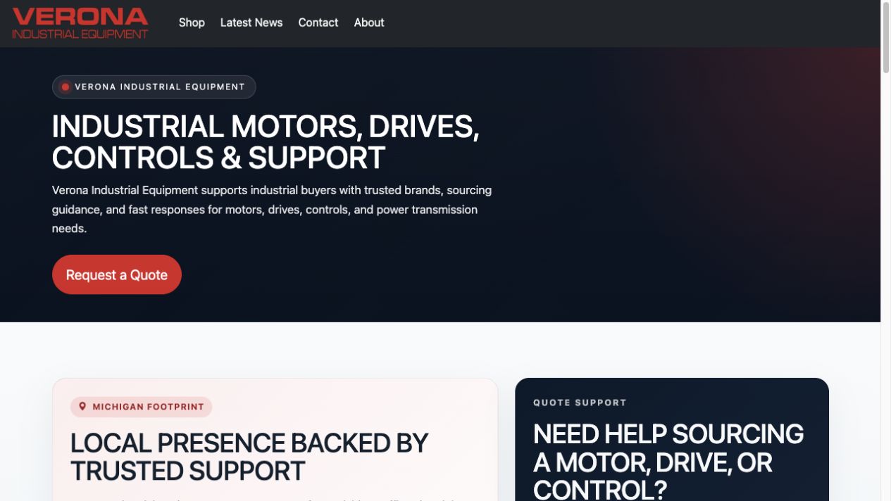 Verona Industrial Equipment website preview