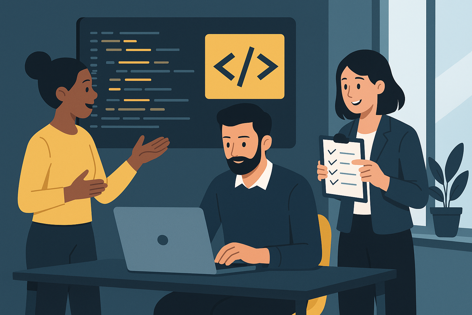 Team working together at Bertram Technology Solutions